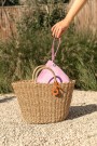 Carry - Pouch canvas size S / M with zipper and PU wrist belt-lovely pink thumbnail