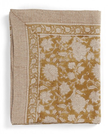 Linen Tablecloth Indian Rose Ochre 145x350cm 3316