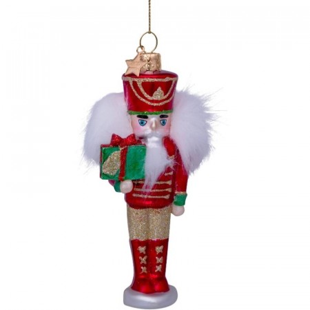 Julepynt Vondels Nøtteknekker  rød/grønn H16cm