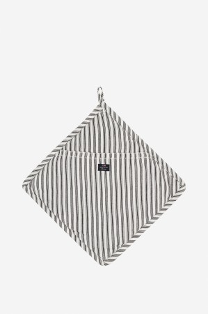 Lexington Gryteklut Icons Cotton Herringbone Striped Potholder- sort/hvit