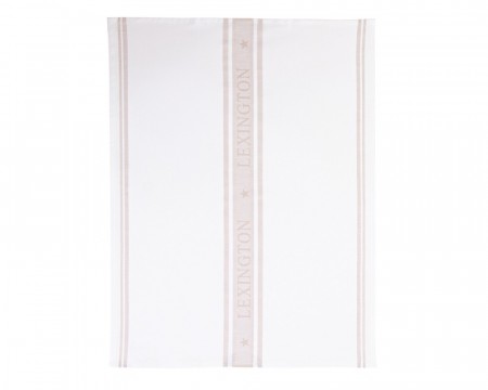 Lexington Icons Cotton Jacquard Star Kitchen Towel, White/Beige