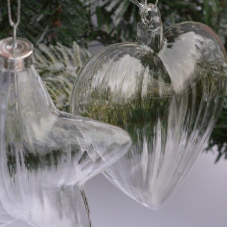 Hjerte / stjerne glass transparent ass.