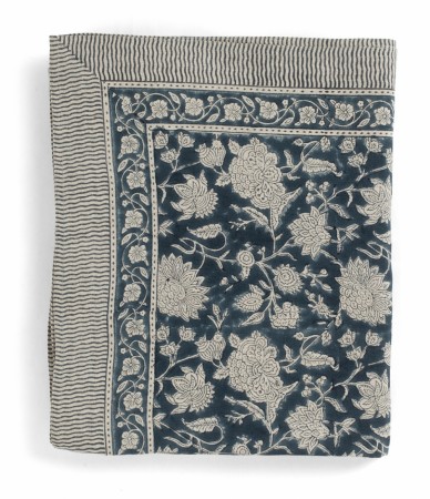 Linen Tablecloth Indian Rose Denim Blue 145x350 cm 3321