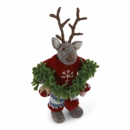 Small Grey Boy Deer w/Garland