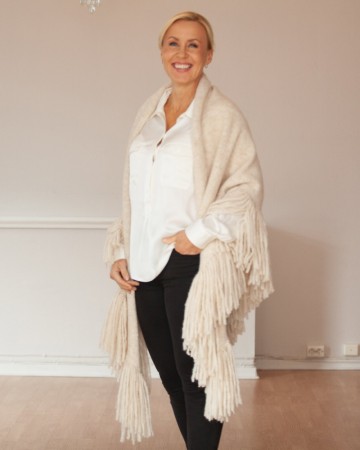 Dehn Design Daisy sjal offwhite/lysbeige