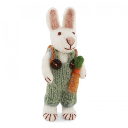 Small White Boy Bunny w/Carrot & Backpack