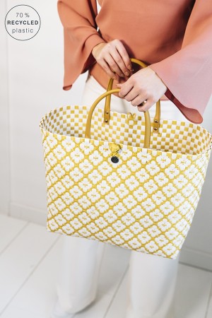 Motif Bag mustard with  white pattern
