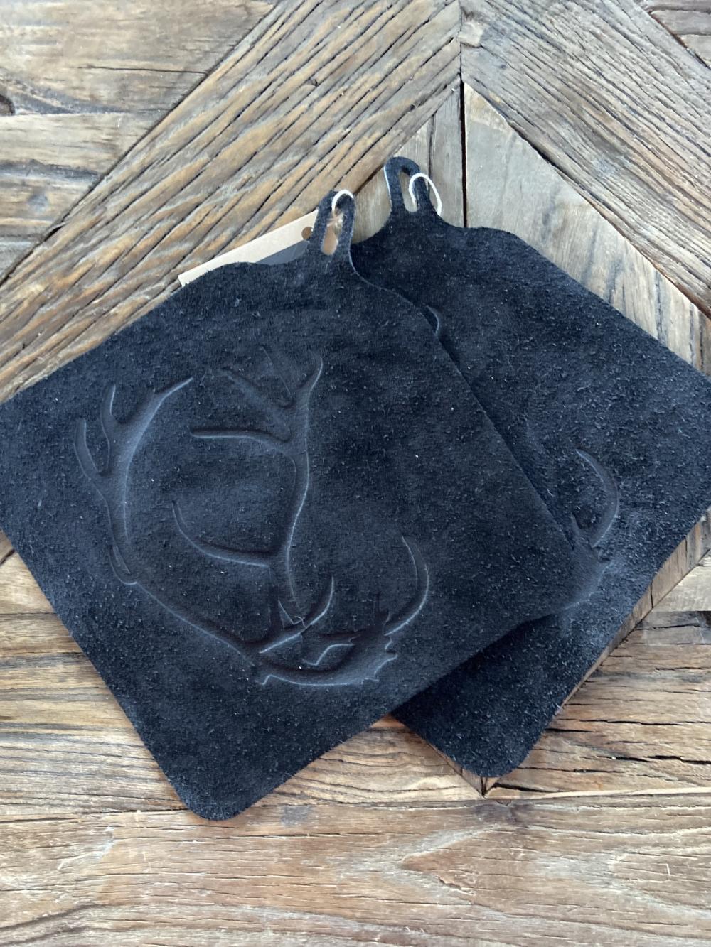 Gryteklut i skinn m/reinhorn sort