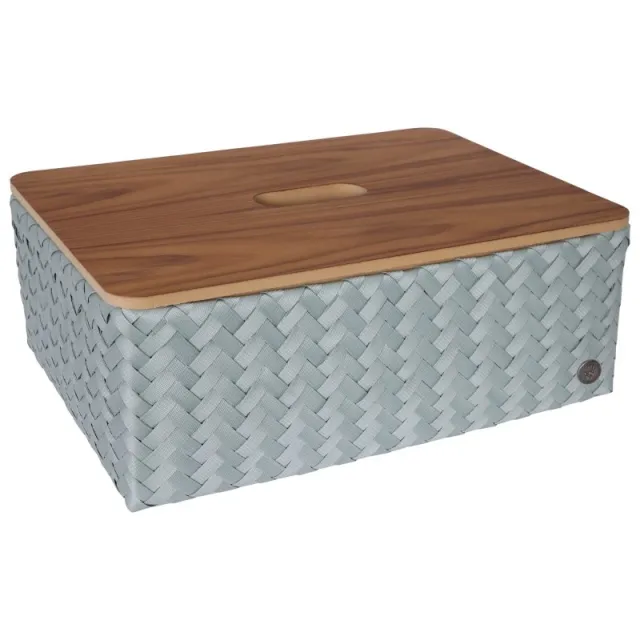 Handed By Grand Optimum Open Basket Rectangular with Wooden Lid
