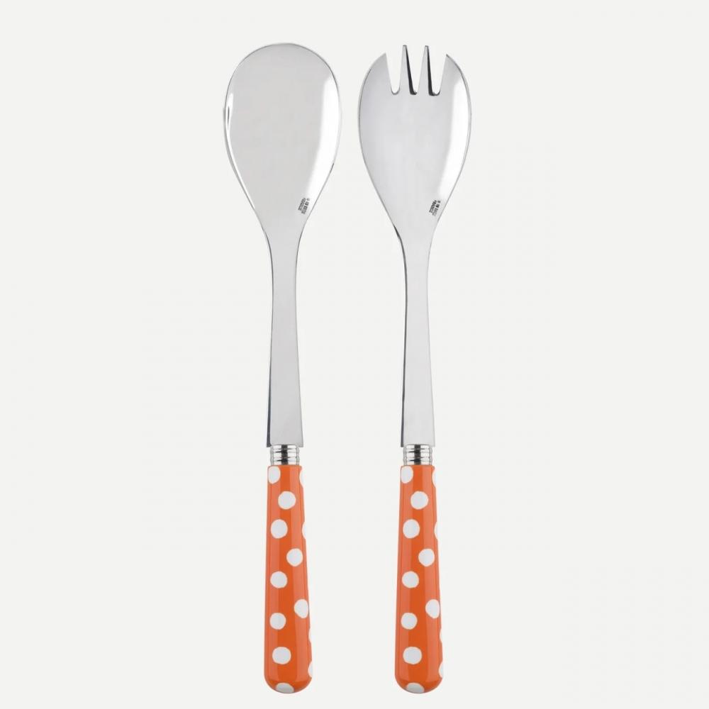 Salatbestikk Paris -white Dots-orange 