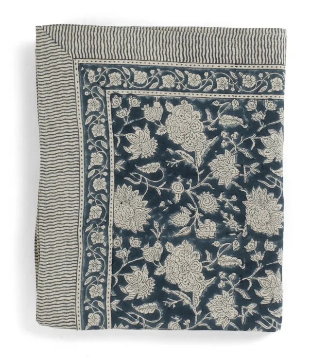 Chamois Linen Tablecloth Indian Rose Denim Blue 145x350 cm 3321