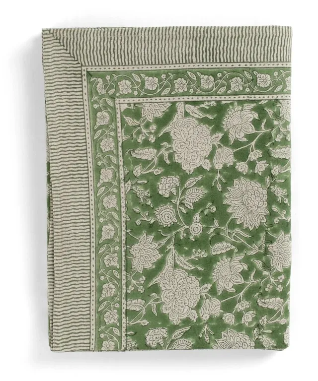 Chamois Linen Tablecloth Indian Rose Green 145x350 cm  3331