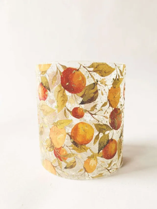 Lysglass Appelsin Krakelert 9×10 cm