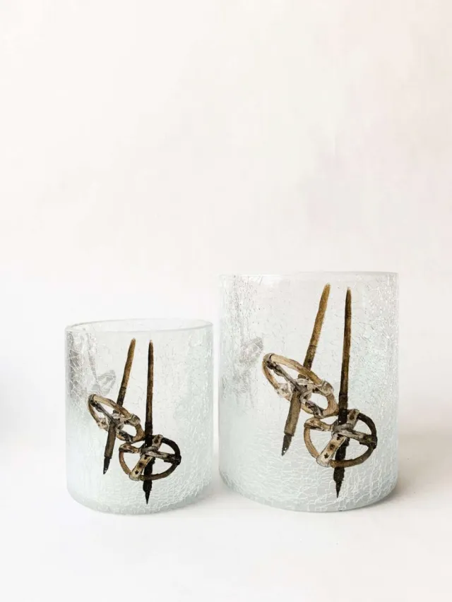 Lysglass Skistaver Krakelert 9x10cm 