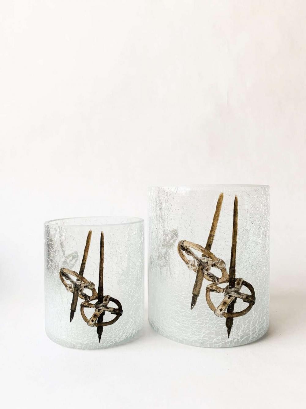 Lysglass Skistaver Krakelert 9x10cm 