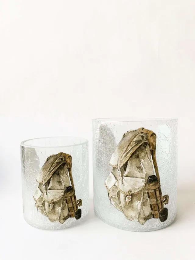 Lysglass Sekk Krakelert 9x10 cm