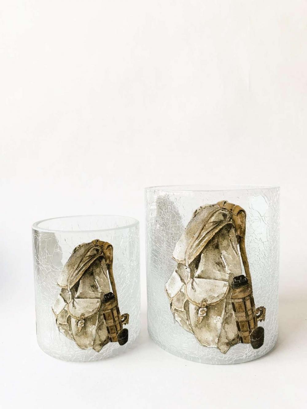 Lysglass Sekk Krakelert 9x10 cm