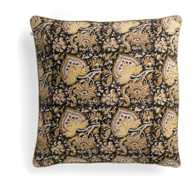 Chamois Linen Cushion - Oriental - Black - 50x50cm 3071