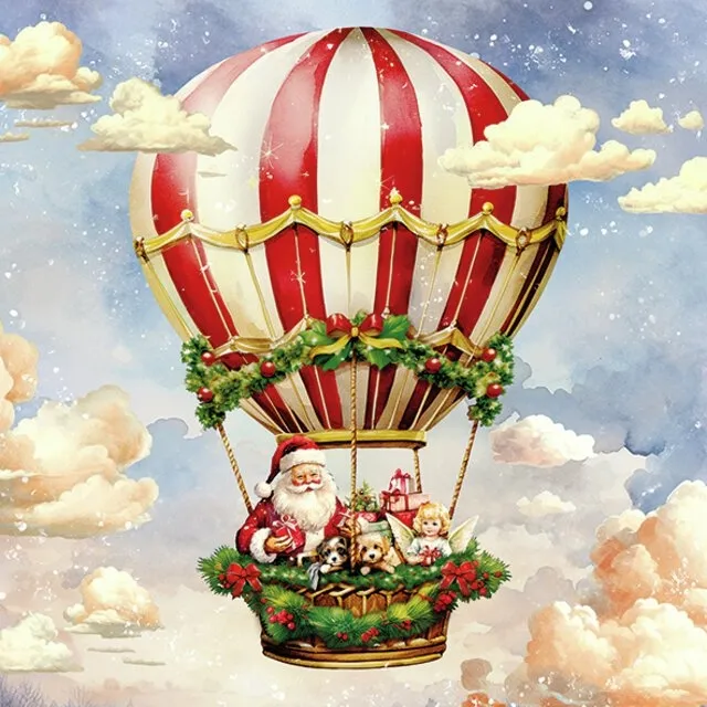 Servietter Lunsj Santa's air balloon