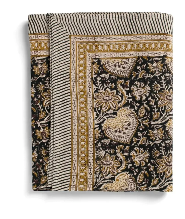 Chamois Linen Tablecloth - Oriental - Black - 170x270cm 3056