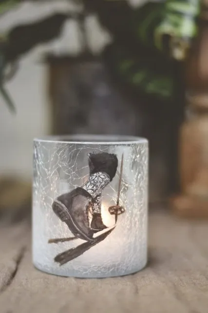 Lysglass Skisko Krakelert 11,5x13cm - kommer i september