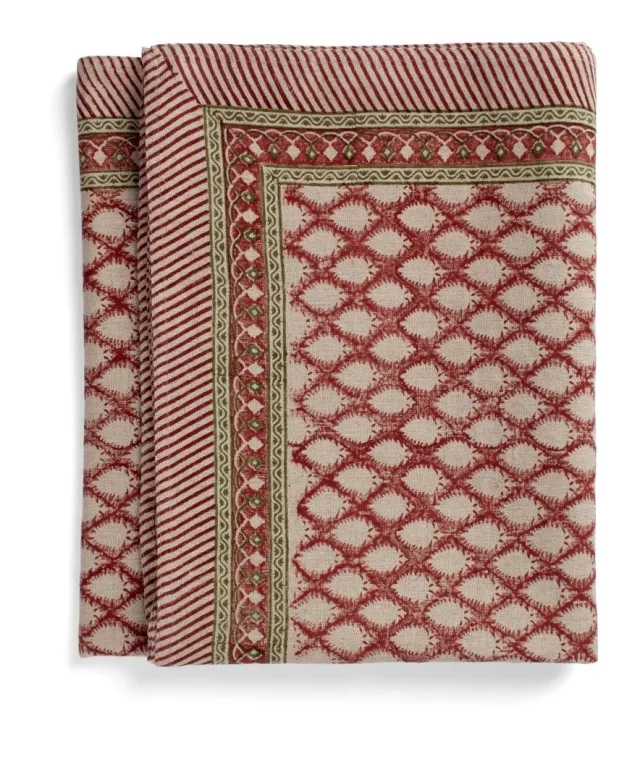 Chamois Linen Tablecloth - Cypress - Red - 170x270cm