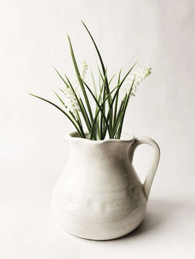 Blomsterkanne krakelert h 16 cm