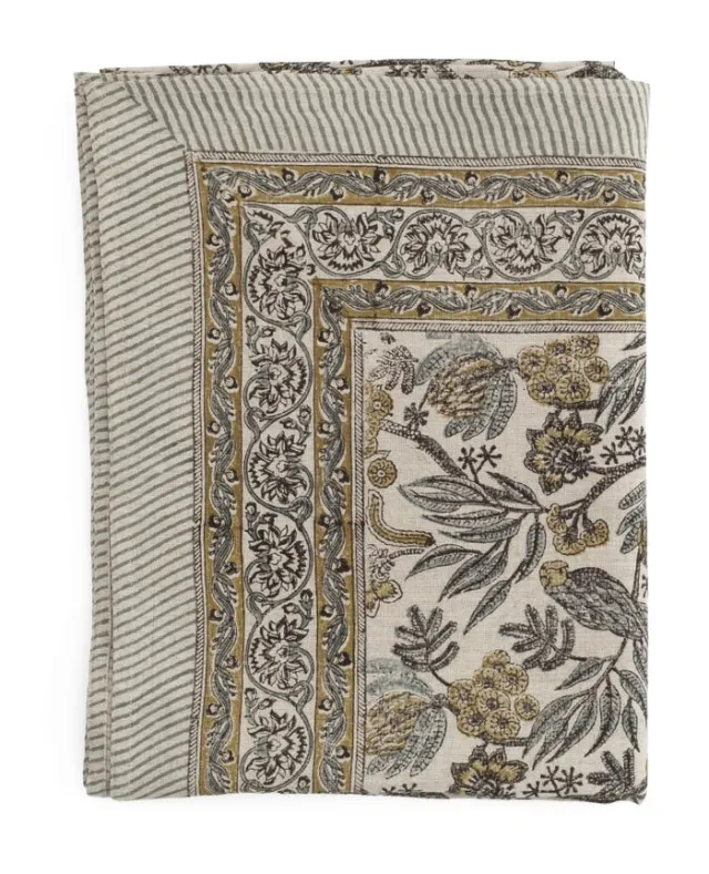 Chamois  Linen Tablecloth - Parrot - Blue - 170x270cm 3674