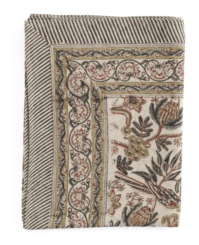 Chamois Linen Tablecloth - Parrot - Rust - 170x270cm 3679