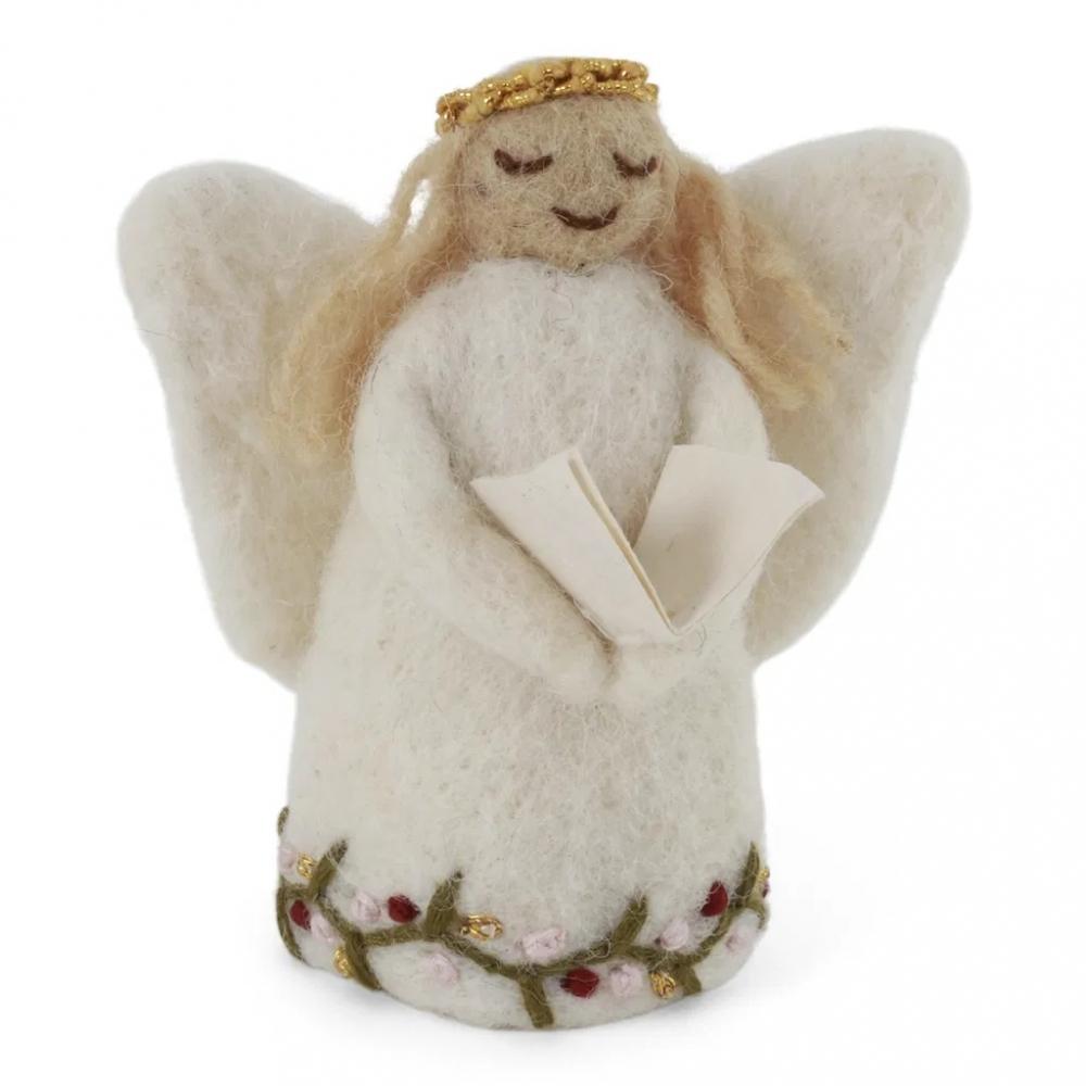 Gry & Sif Angel w/Embroidery Holding Book - Small