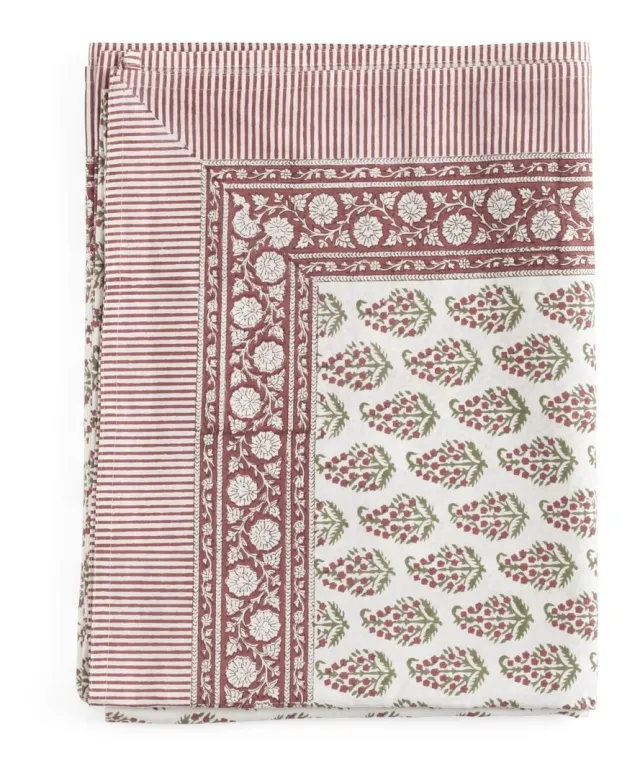 Chamois Tablecloth - Persian Paisley - Red, Green & White - 150x350cm 3744