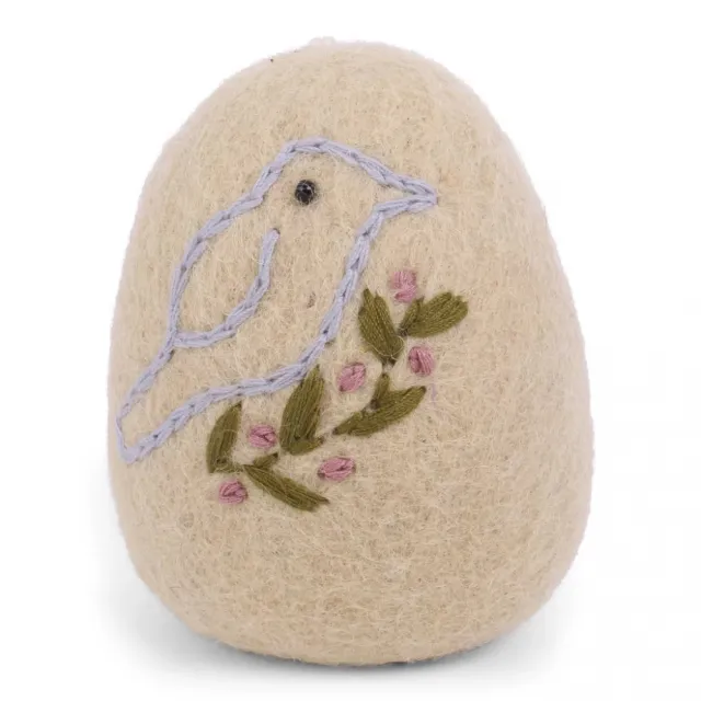 Gry & Sif Big Egg - Bird - Light Yellow w/String