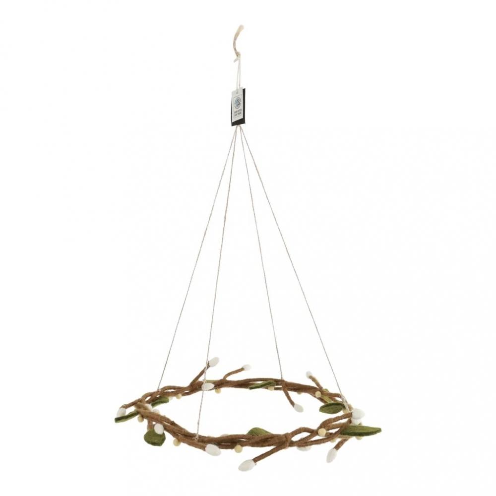 Gry & Sif Wreath w/Light Yellow Berries - Hanging Ø35 cm