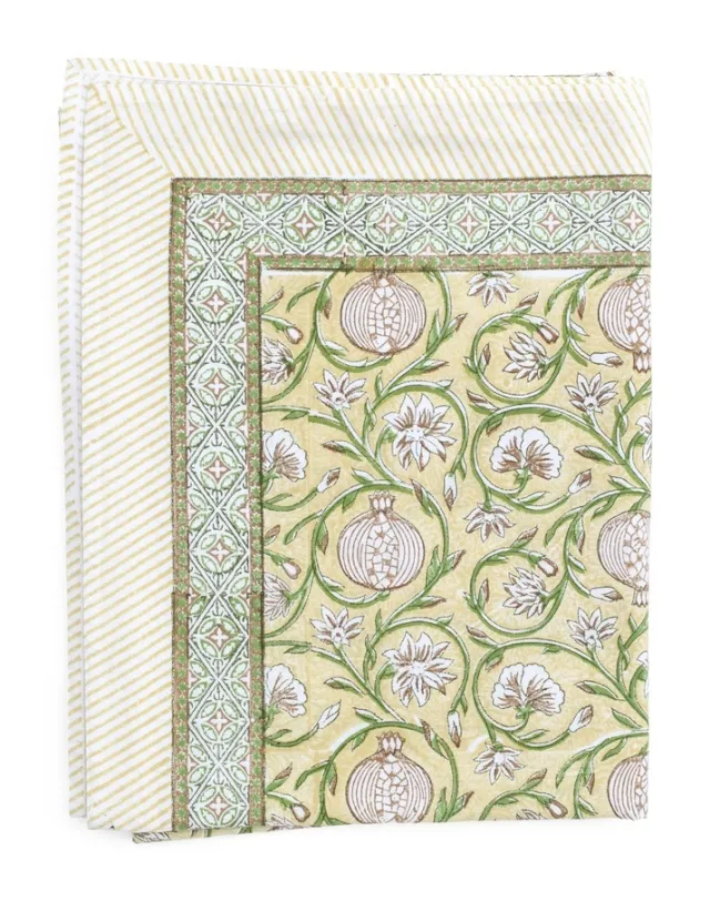 Chamois Tablecloth - Tangier Pomegranate - Butter Yellow - 150x230cm 3840