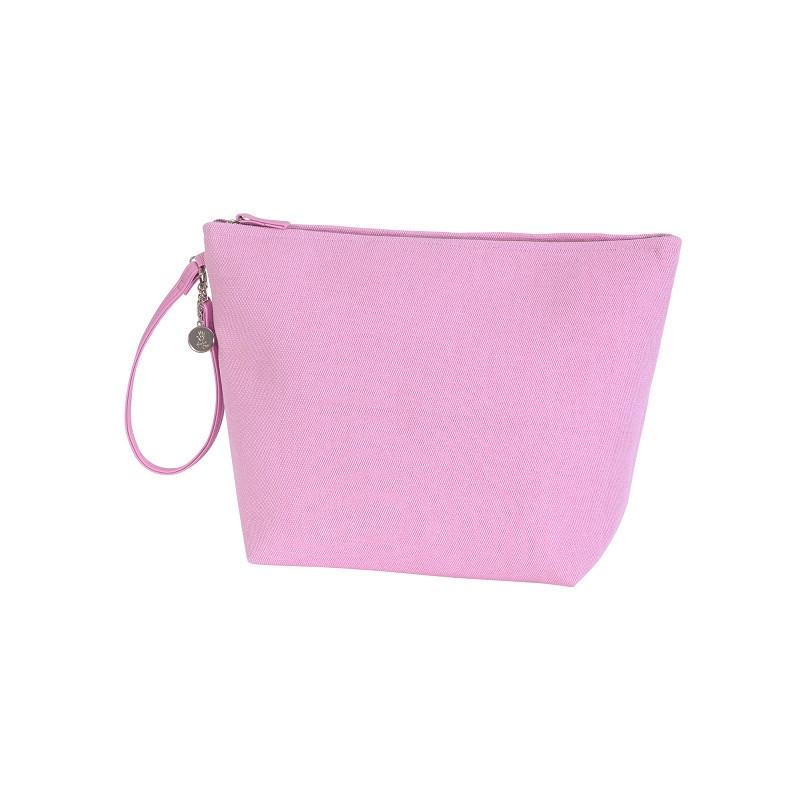 Carry - Pouch canvas size S / M with zipper and PU wrist belt-lovely pink