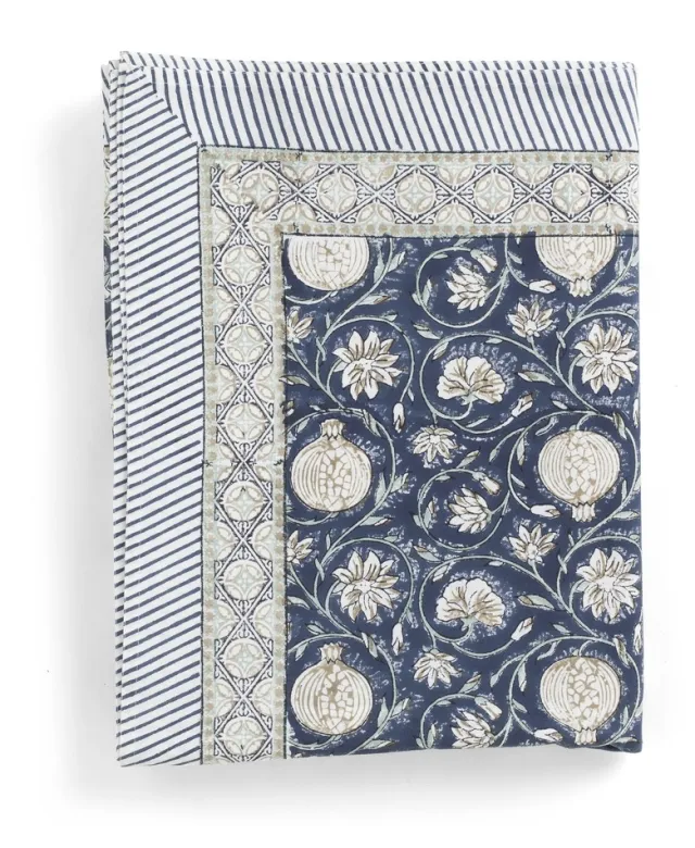 Chamois Tablecloth - Tangier Pomegranate - Blue - 150x230cm 3519