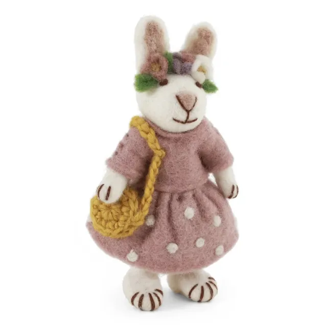 Gry & Sif Small White Girly Bunny w/ Flower Hair Band