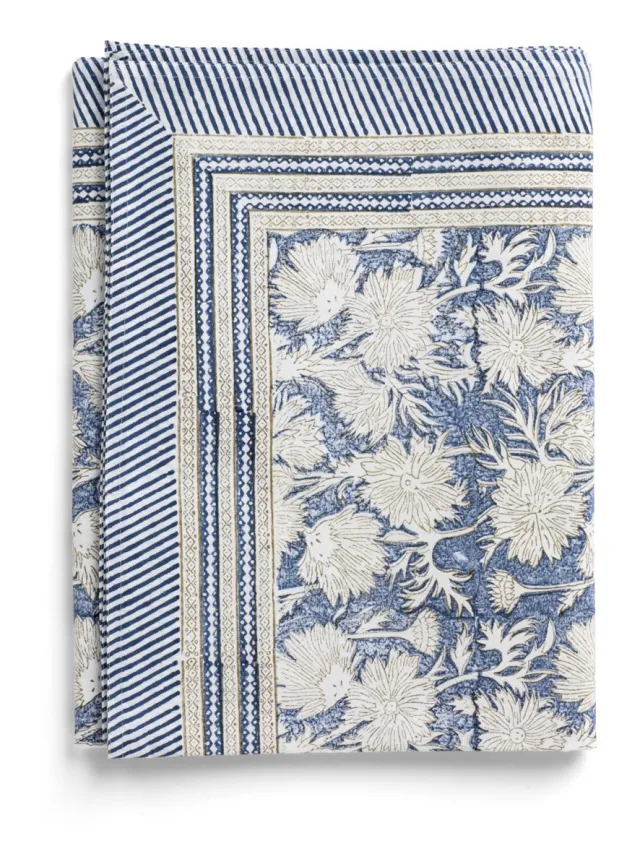 Chamois Tablecloth - Waterlily - Navy Blue - 150x230cm 2696