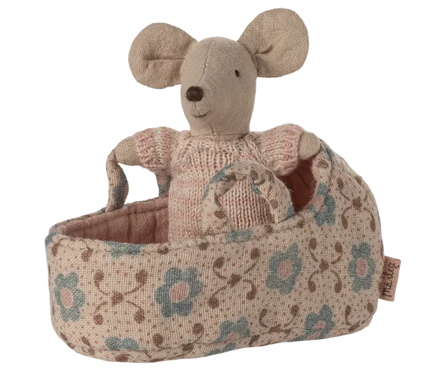 Maileg Baby Mus i Nest rosa