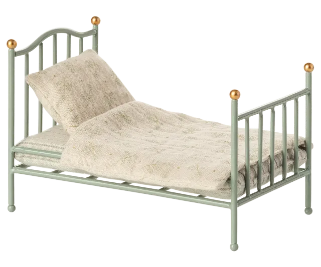Maileg Vintage single bed, Mouse - Mint