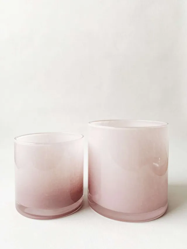 Lysglass munnblåst 12×12 cm rosa