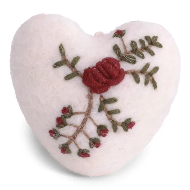 Gry & Sif White Heart w/Branch Embroidery