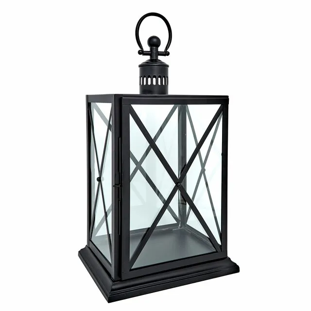 Lance - Lykt lanterne Rustfritt Stål 35x27,5x60cm Svart
