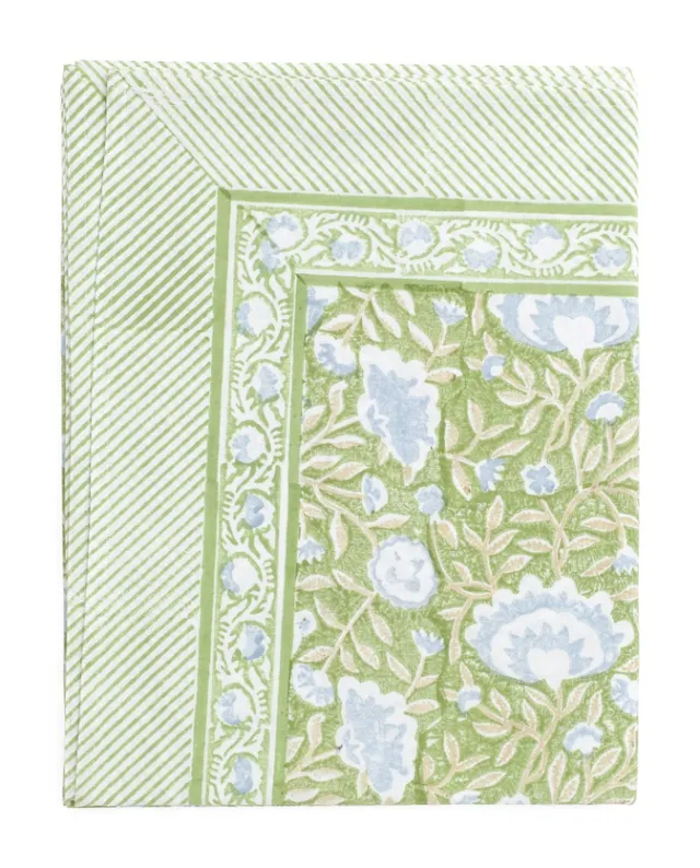 Chamois Tablecloth - Mathilde - Green/Blue/Beige - 150x230cm 3639