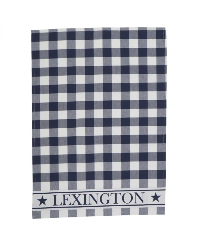 Lexington Icons Checked Cotton Terry Kjøkkenhåndkle Blue/White