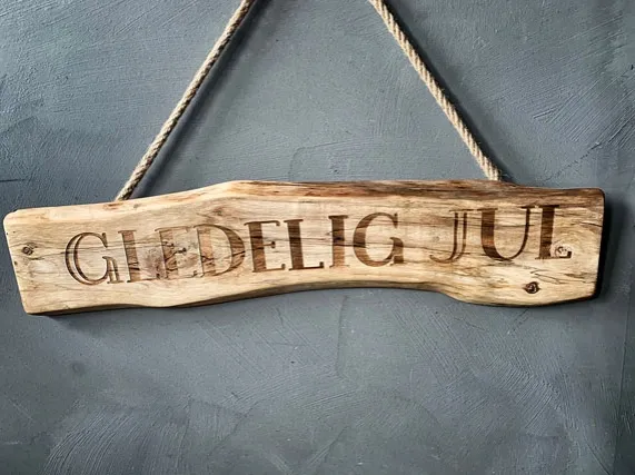 Treskilt Gledelig Jul 60x15 cm