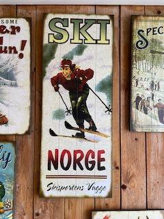 Vintages treskilt  35x91 cm Ski Norge
