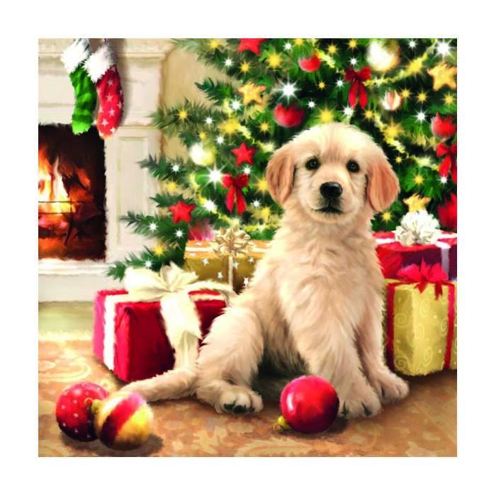 Servietter m/ Golden retriver Lunsj Waiting For Presents